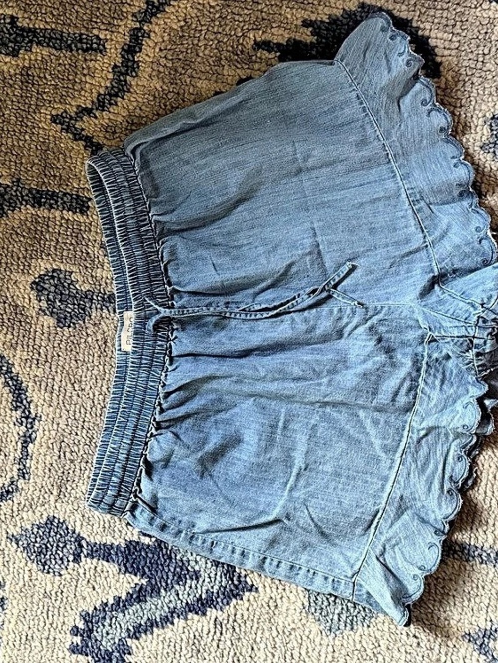 PILCRO Chambray Drawstring Shorts in Blue